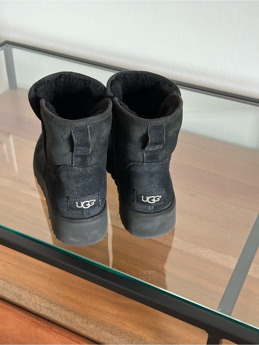 UGG Kristin Classic Slim Mini Boots Black Suede Size 6.5 - Picture 4 of 12